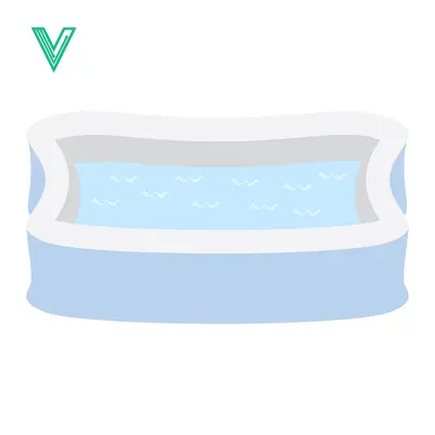 Simple Illustration of a Blue Inflatable Kiddie Pool Filled with Water