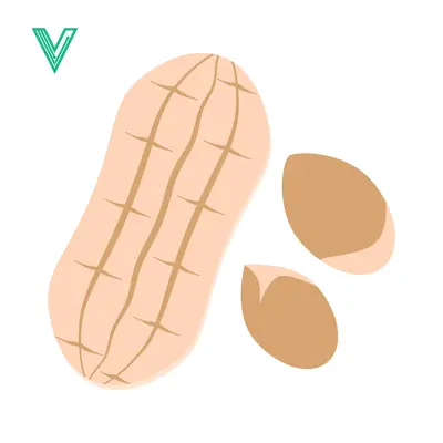 Peanut illustration with kernels on white background