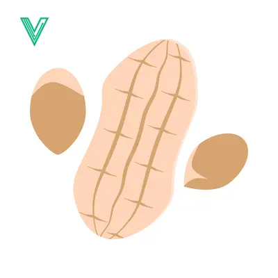 Illustration of a Peanut with Two Halves