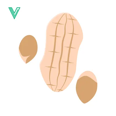 Illustration of a Peanut and Two Kernels