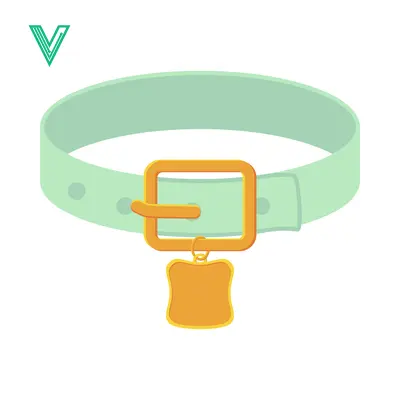Simple Dog Collar with ID Tag Illustration