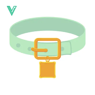 A simple minimalist illustration of a pet collar with a golden tag