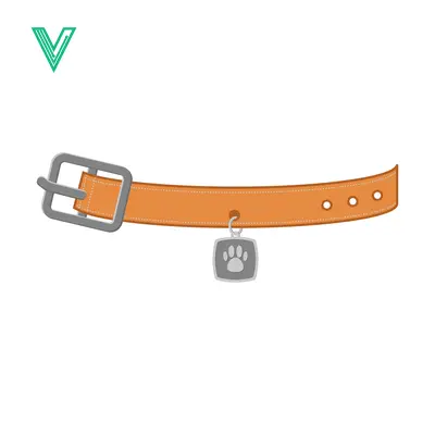 Orange Dog Collar with Paw Print Tag Illustration