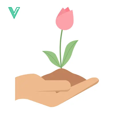 Hand Holding Soil with Pink Tulip Sprout Growing