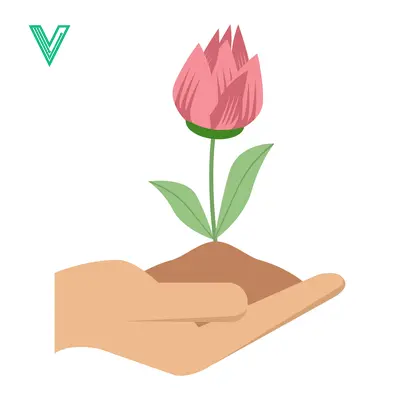 Hand Holding Soil With Pink Flower Sprout Growing