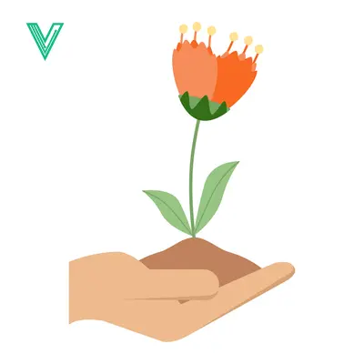 Hand Holding a Blooming Flower Growing from Soil
