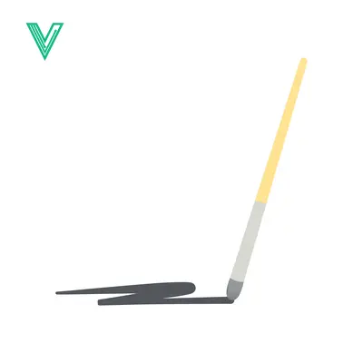 A paintbrush creating a dark stroke on a white background