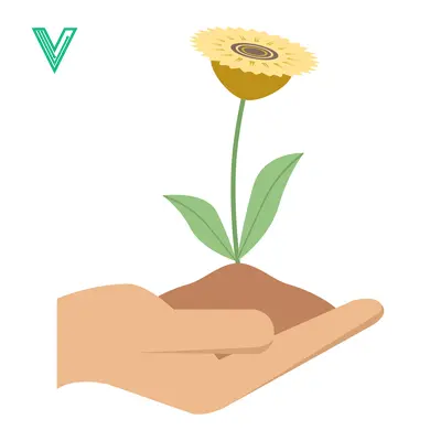 Hand holding a blooming yellow flower in soil symbolizing growth and care
