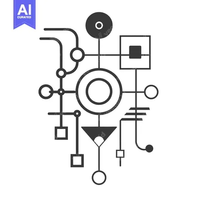 Premium design asset: Abstract Geometric Design with Circles, Squares, and Lines