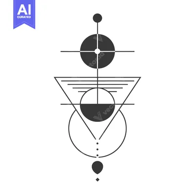Aset premium populer: Abstract Geometric Design with Circles, Triangles, and Lines