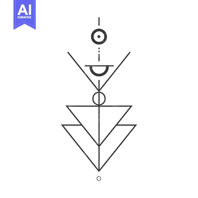 Aset desain premium: Abstract Geometric Design with Circles, Triangles, and Lines