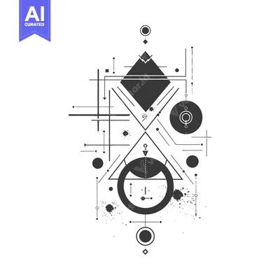 Aset desain premium: Abstract Geometric Design with Circles, Triangles, and Squares