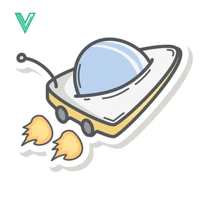 Cute cartoon UFO spaceship flying with fire exhaust