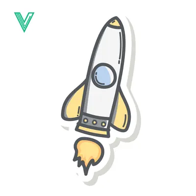 Cute cartoon rocket ship launching into space with flames