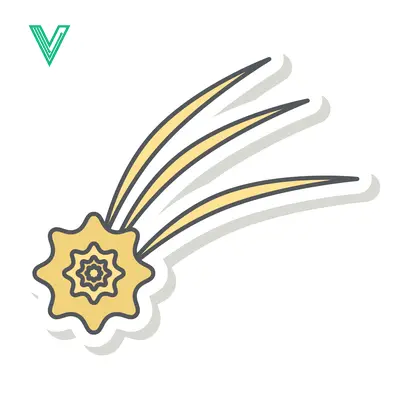 Stylized illustration of a shooting star with a bright yellow core and trailing light streaks against a white background
