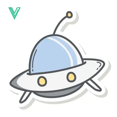 Cute Cartoon UFO Spaceship Sticker Illustration