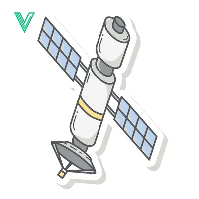 Illustration of a Satellite in Orbit with Solar Panels