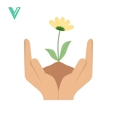 Hands Gently Holding a Sprout with a Yellow Flower