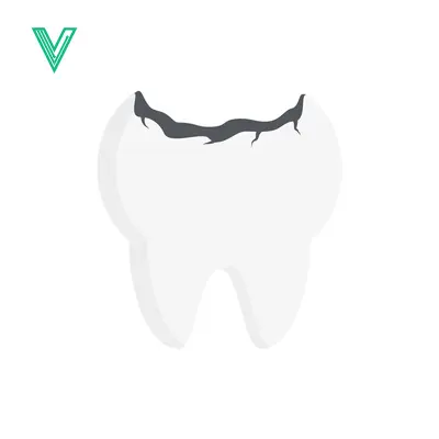Cracked Tooth Icon Vector Illustration