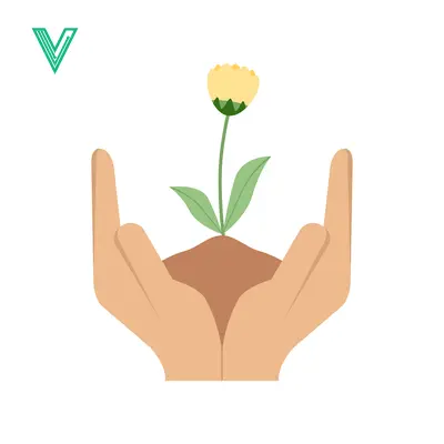 Hands Gently Holding a Sprouting Plant with a Yellow Flower