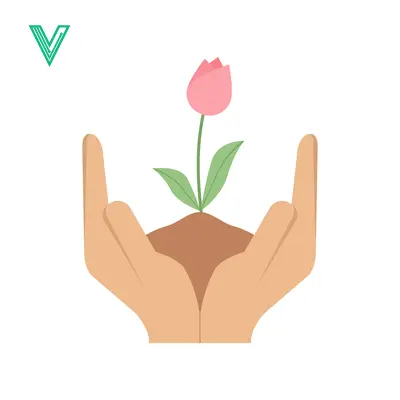 Hands Gently Holding a Sprouting Tulip Plant in Soil