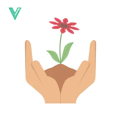 Hands Gently Holding a Blooming Red Flower in Soil