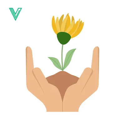 Hands Gently Holding Blooming Yellow Flower Growing from Soil