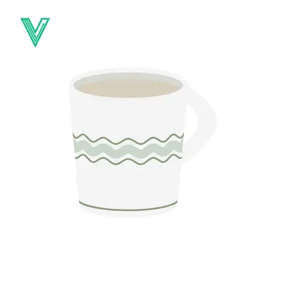 White Ceramic Mug with Green Wavy Pattern