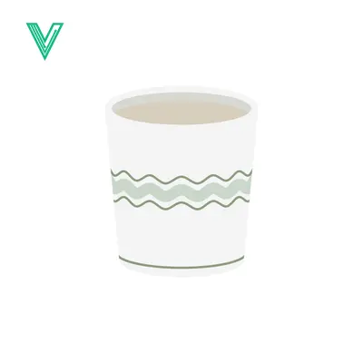 Simple White Cup with Green Wavy Design