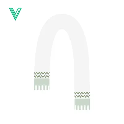 Minimalist White Scarf with Green Zigzag Pattern and Fringe