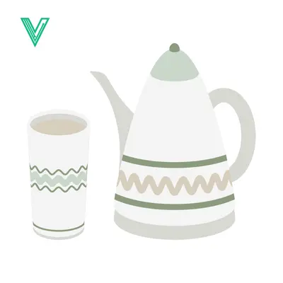 Minimalist Illustration of a Teapot and a Cup with Decorative Patterns