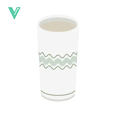 Simple White Ceramic Cup with Green Wave Pattern
