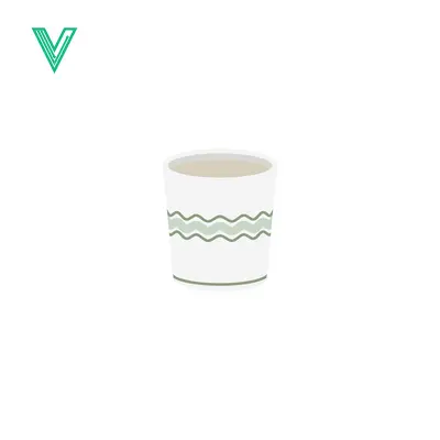 Simple illustration of a white paper cup with green wavy lines