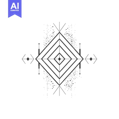 Aset desain premium: Abstract Geometric Design with Diamond Shapes and Dots
