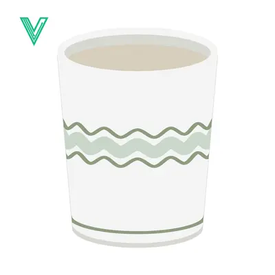 Simple White Ceramic Cup with Green Wavy Pattern
