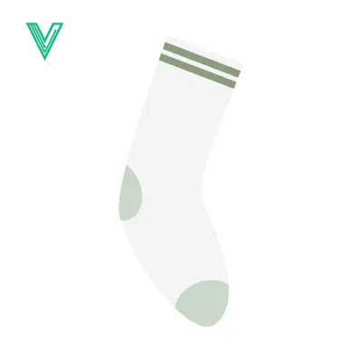 Simple White Sock with Green Stripes and Heel Detail