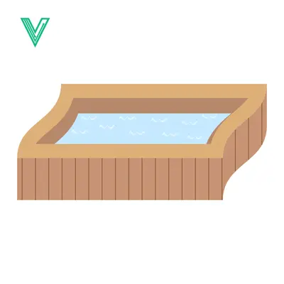 Wooden Hot Tub with Blue Water