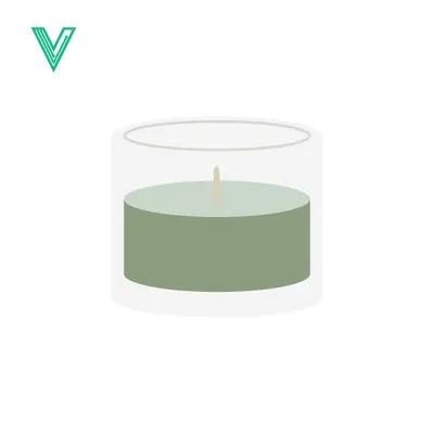 Minimalist Green Candle in Glass Holder Isolated on White Background
