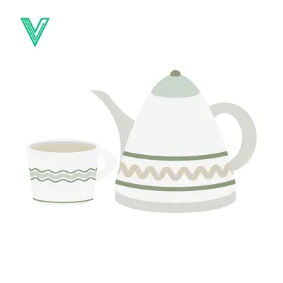 Minimalist Teapot and Cup Illustration with Decorative Pattern