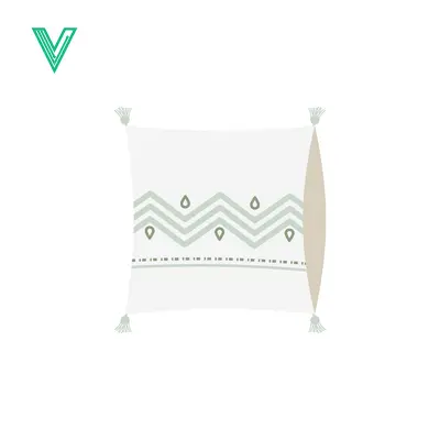 Decorative Throw Pillow with Geometric Pattern and Tassels