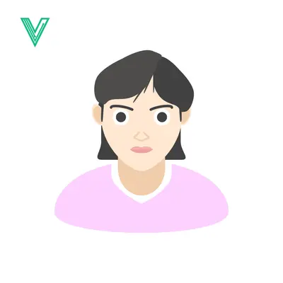 Minimalist Avatar of a Young Woman with Short Dark Hair