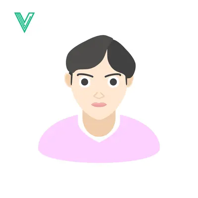 Minimalist Avatar of a Young Man with Dark Hair and a Pink Shirt