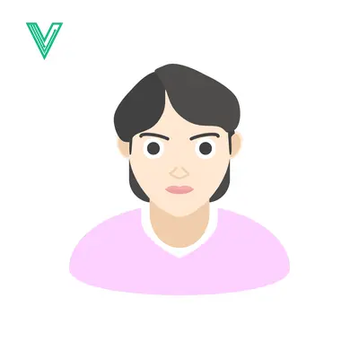 Illustration of a young person with short dark hair and a pink shirt