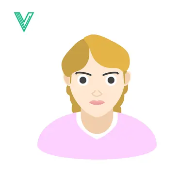 Illustration of a young woman with blonde hair and a pink shirt