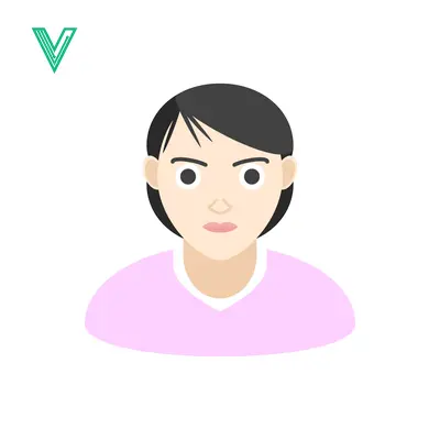 Illustration of a woman with short black hair and a pink shirt