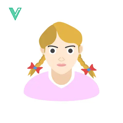 Unduh Illustration of a young girl with blonde pigtails and red bows Vector Graphic