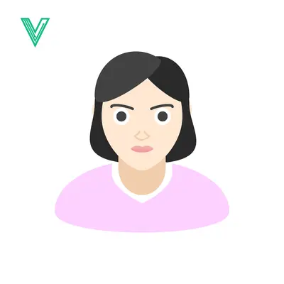 Unduh Minimalist Flat Icon of a Young Woman with Short Black Hair Vector Graphic