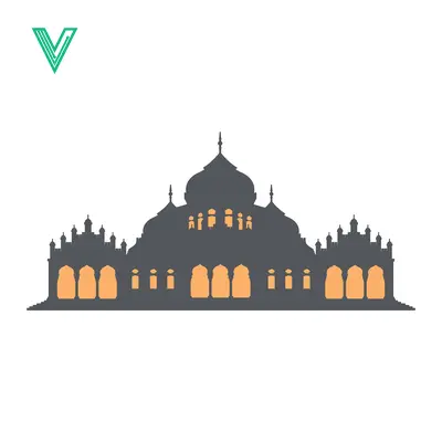 Unduh Silhouette of a Grand Mosque with Illuminated Windows Vector Graphic