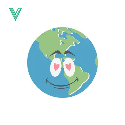 Unduh Cute Cartoon Earth Character with Heart Eyes Smiling Vector Graphic