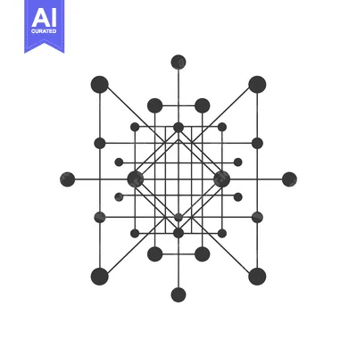 Aset desain premium: Abstract Geometric Design with Interconnected Circles and Lines